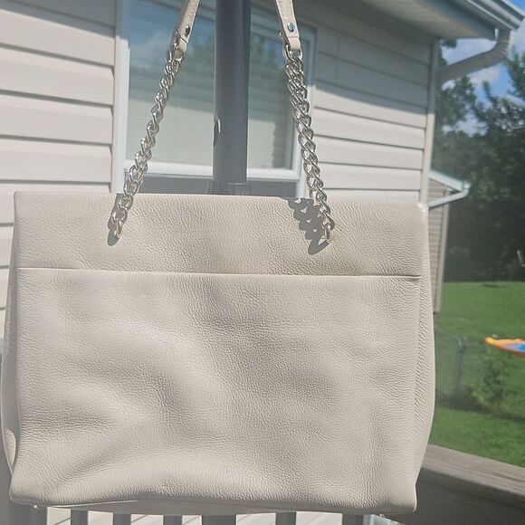 Kate Spade Pebbled Leather Shoulder Bag Cream Chain Strap - Picture 6 of 12